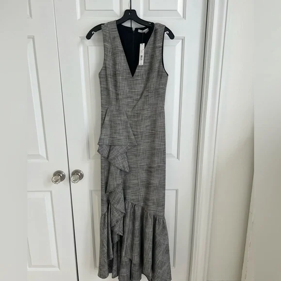 NWT Alice & Olivia BIRCH Houndstooth Sleeveless Formal Maxi Dress - Picture 3 of 14